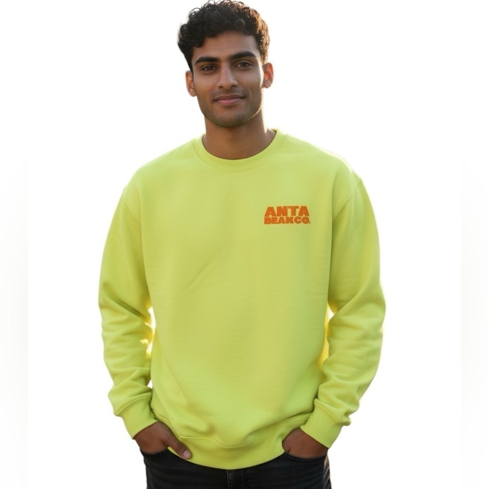 ANTA MARCO HANES ECOSMART neon Yellow Sweatshirt with Logo CREWNECK neon yellow